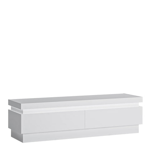 Lyon 2 Drawer TV Cabinet (including LED lighting) in White and High Gloss — front view