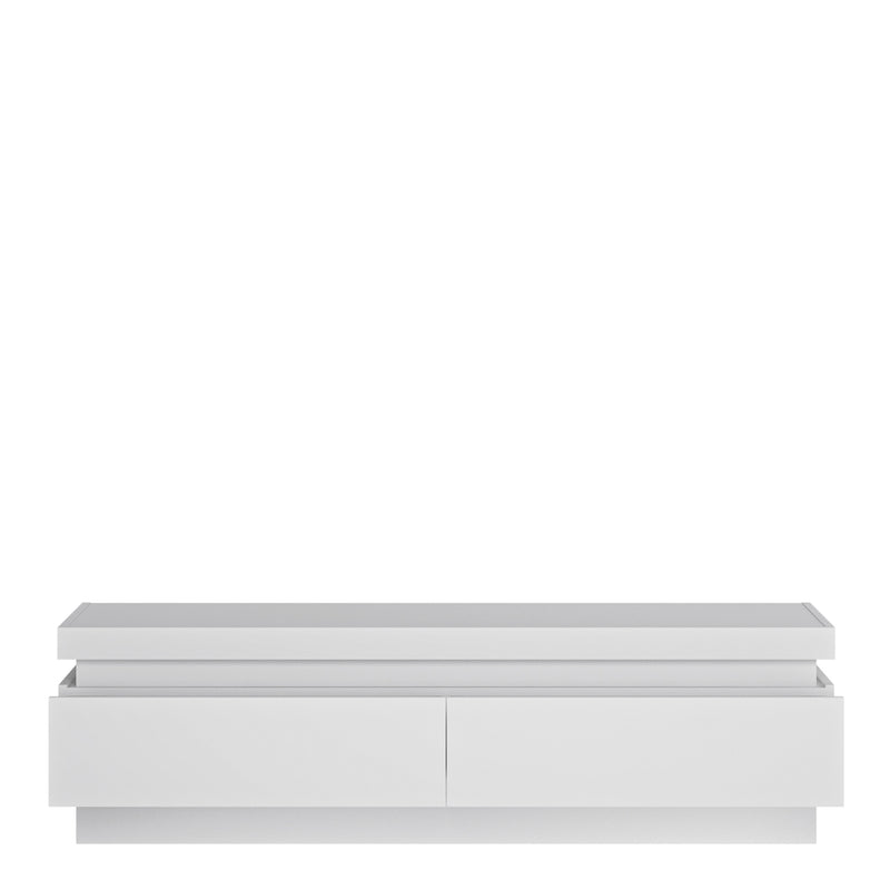 Lyon 2 Drawer TV Cabinet (including LED lighting) in White and High Gloss — side angle