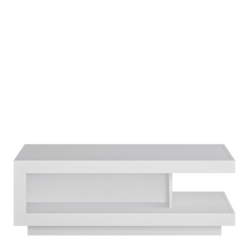 Lyon Designer Coffee Table in White and High Gloss — side angle
