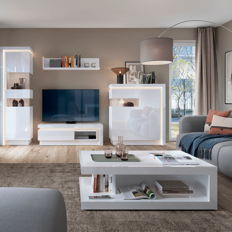 Lyon Designer Coffee Table in White and High Gloss — detail view