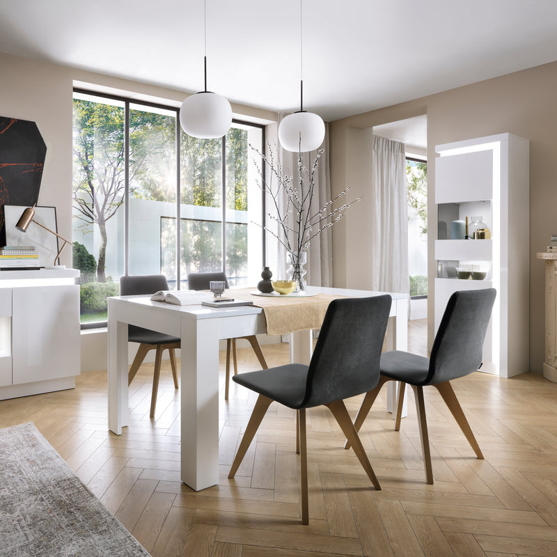 Lyon Tall Narrow Display Cabinet (LHD) (including LED lighting) in White and High Gloss — alternative angle