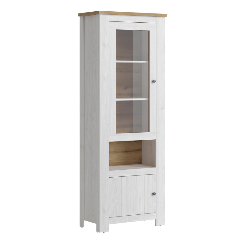 Celesto 2 Door Display Cabinet in White and Oak — front view