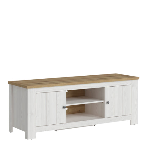 Celesto 2 Door TV Unit in White and Oak (154cm) — front view