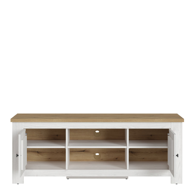 Celesto 2 Door TV Unit in White and Oak (154cm) — side angle