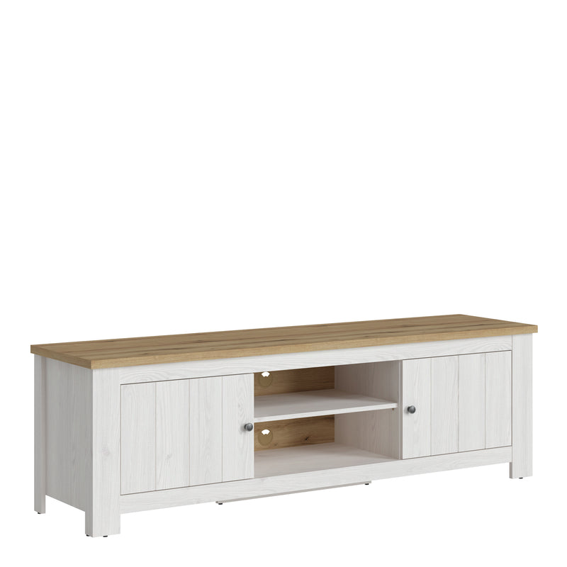Celesto 2 Door Wide TV Unit in White and Oak (189cm) — view