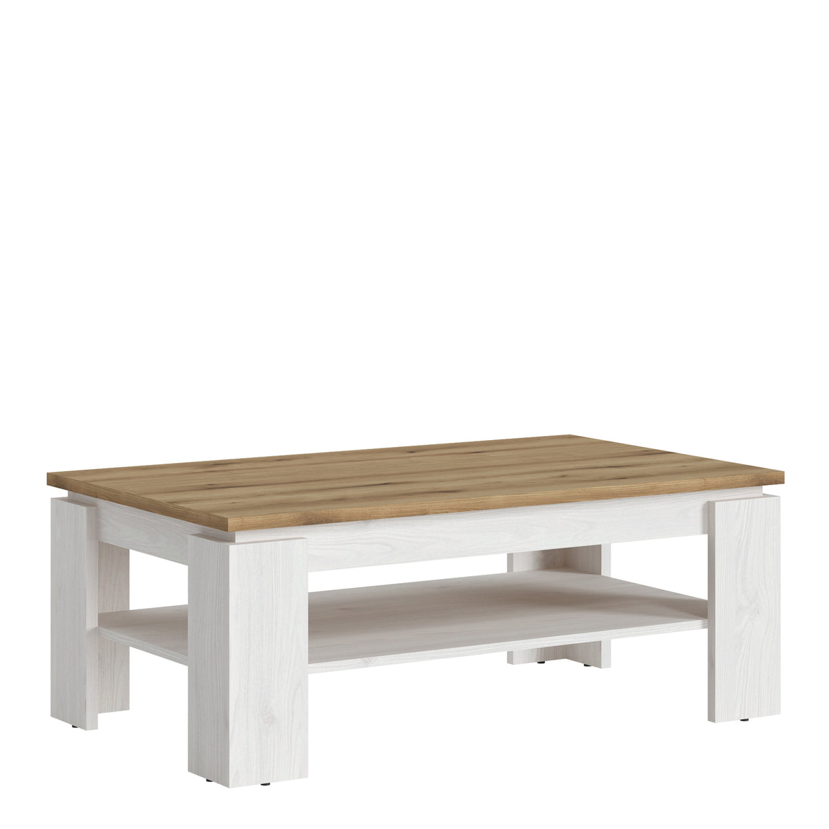 Celesto Coffee Table in White and Oak — front view