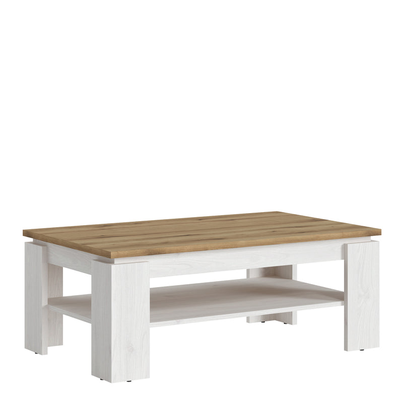Celesto Coffee Table in White and Oak — front view