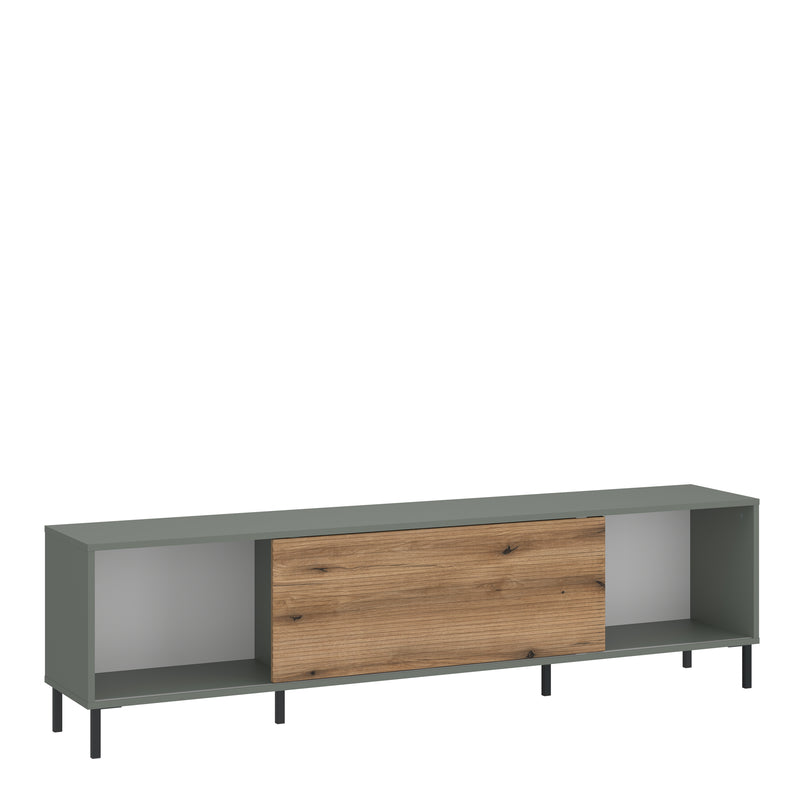 Darwin TV Cabinet 1 Door 50cm High in Green/Oak — front view