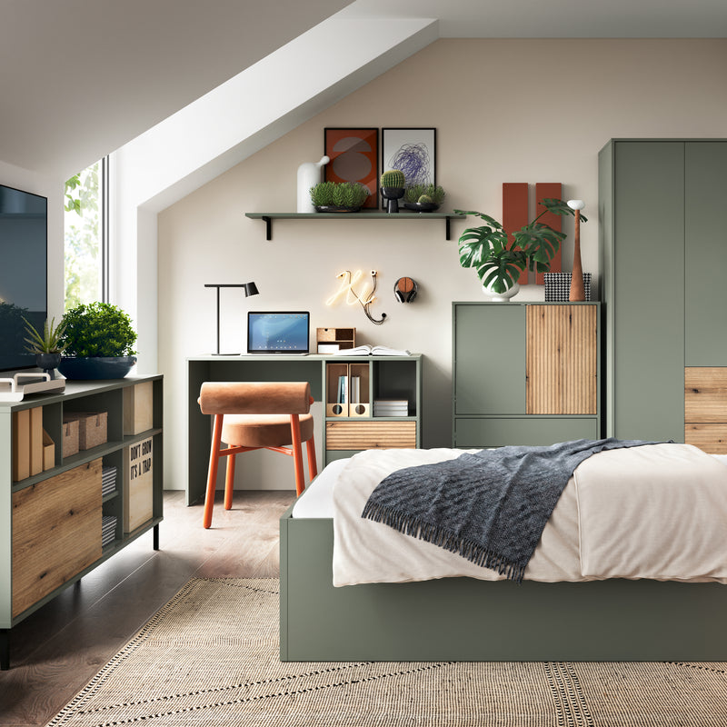 Darwin Sideboard 1 Door in Green/Oak — alternative angle