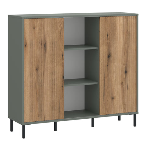 Darwin Sideboard 2 Door in Green/Oak — front view