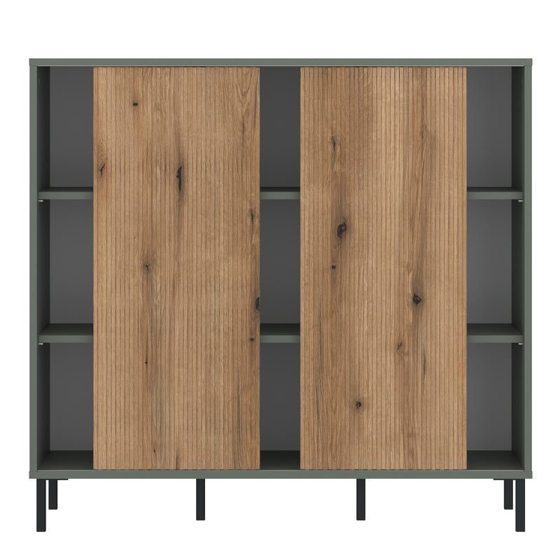 Darwin Sideboard 2 Door in Green/Oak — side angle