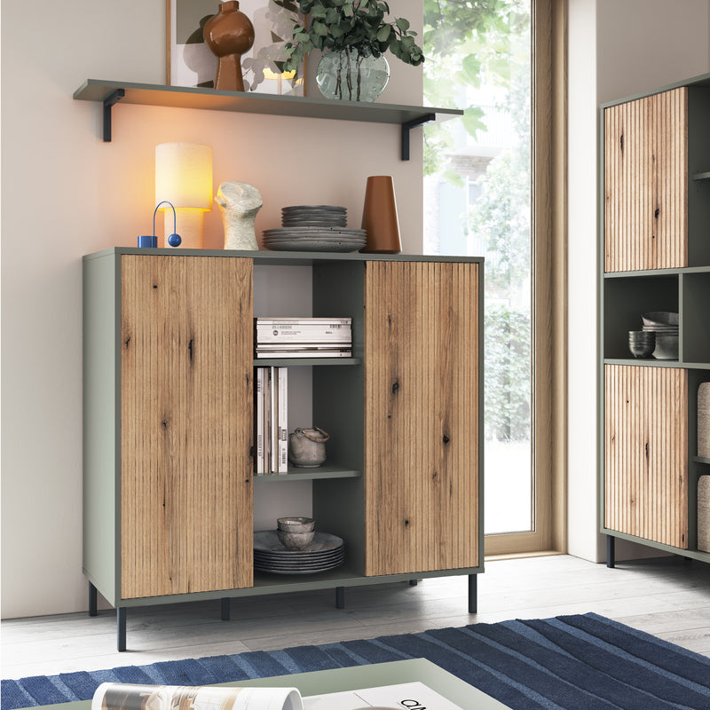 Darwin Sideboard 2 Door in Green/Oak — detail view