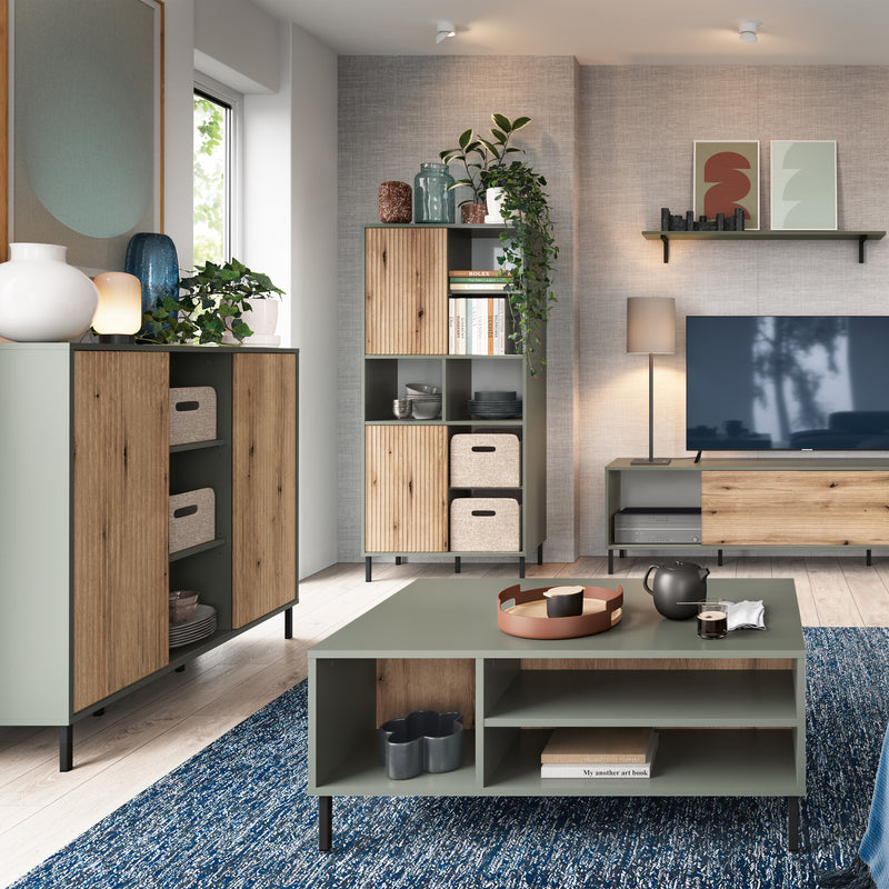 Darwin Sideboard 2 Door in Green/Oak — alternative angle