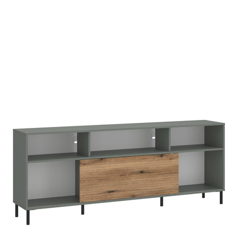 Darwin TV Cabinet 1 Door 73cm High in Green/Oak — front view