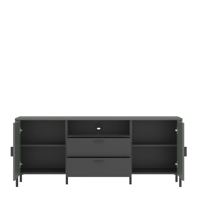 Arundel TV Cabinet 2 Door 2 Drawer 158cm Wide in Green/Grey — side angle