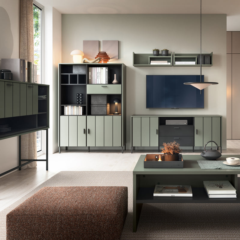 Arundel TV Cabinet 2 Door 2 Drawer 158cm Wide in Green/Grey — detail view