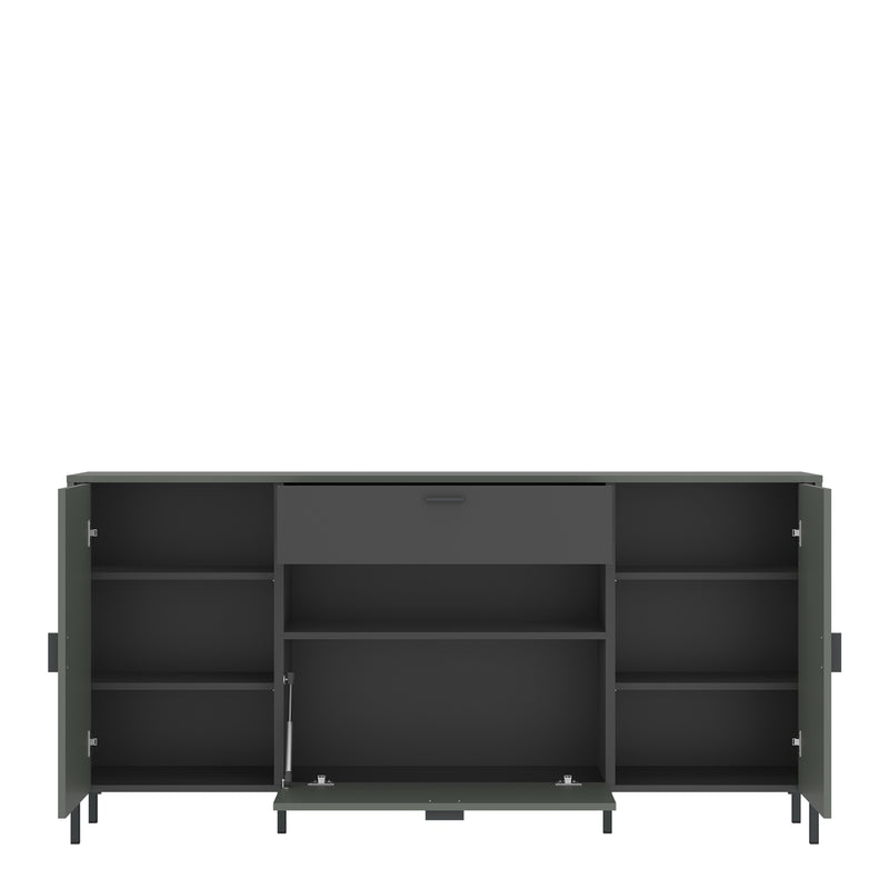 Arundel Sideboard 2 Door 1 Flap 1 Drawer in Green/Grey — side angle