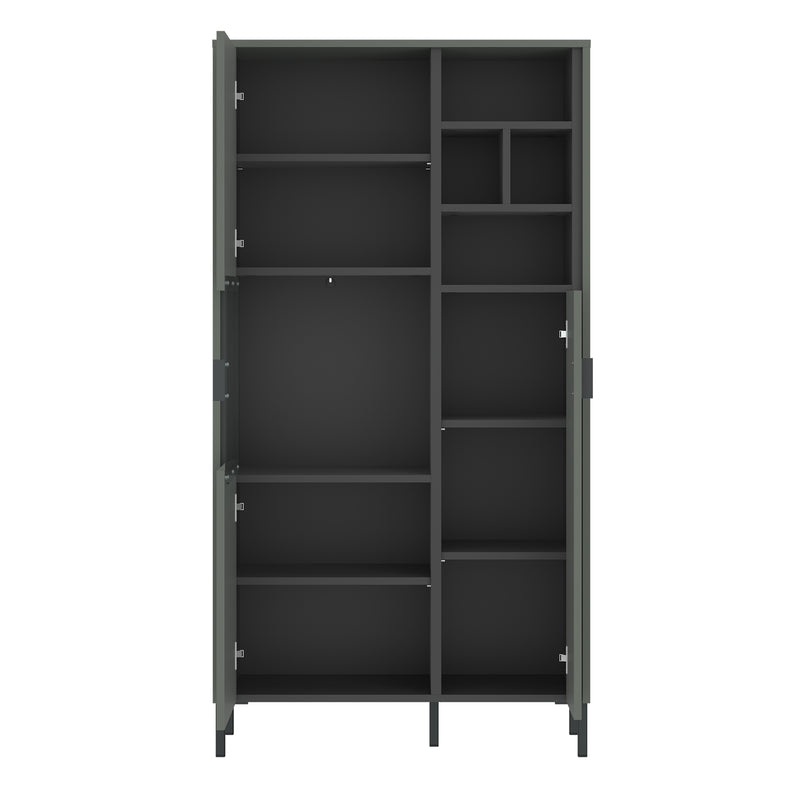 Arundel 2 Door Display Cabinet in Green/Grey — side angle