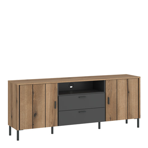 Arundel TV Cabinet 2 Door 2 Drawer 158cm Wide in Oak/Grey — front view