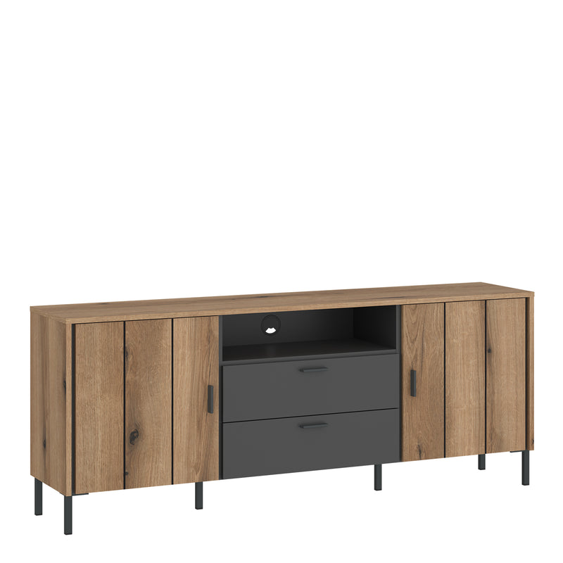 Arundel TV Cabinet 2 Door 2 Drawer 158cm Wide in Oak/Grey — front view