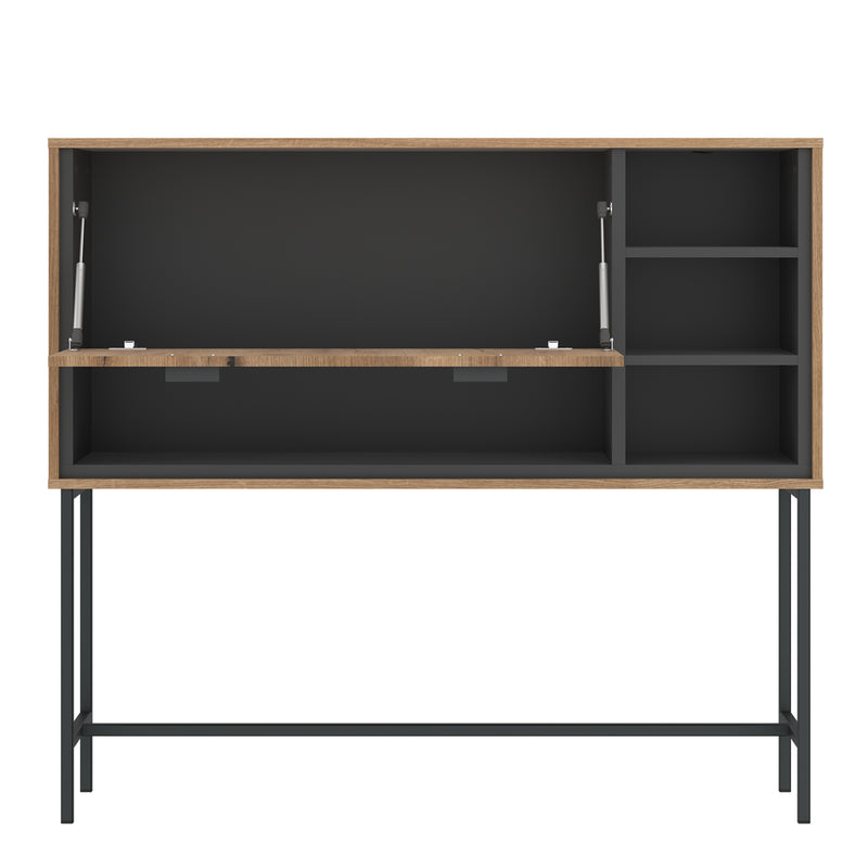 Arundel Bar Table with 1 Flap in Oak/Grey — side angle