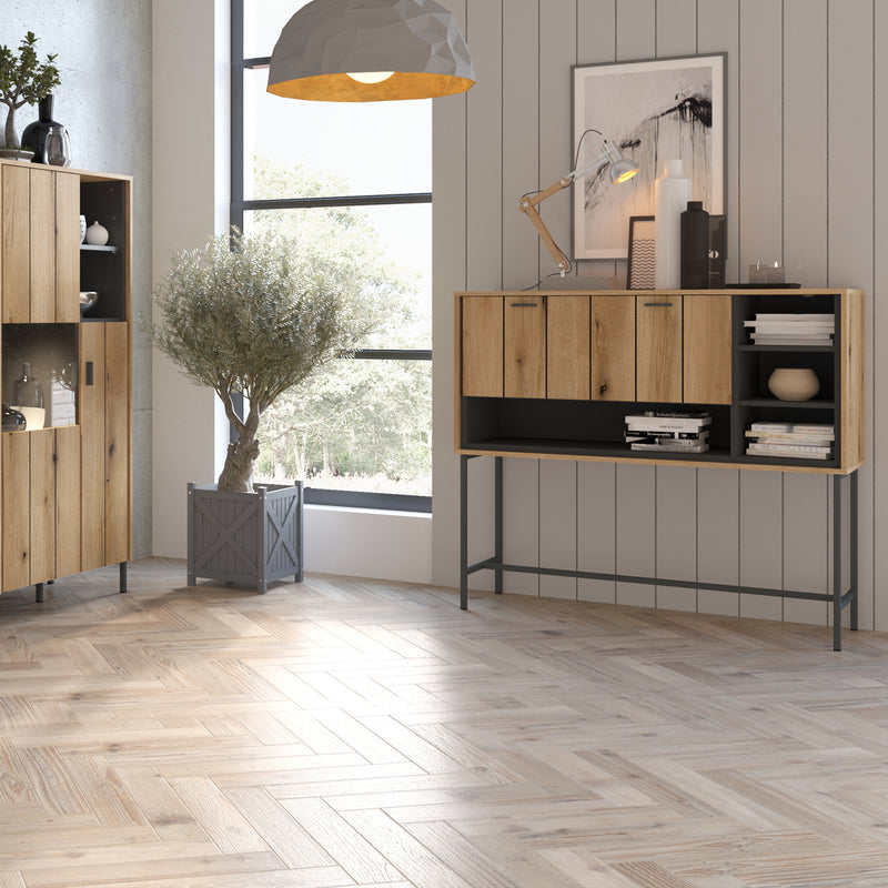 Arundel Bar Table with 1 Flap in Oak/Grey — alternative angle