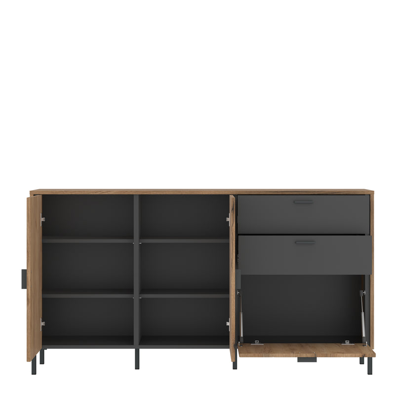 Arundel Sideboard 2 Door 1 Flap 2 Drawer in Oak/Grey — side angle