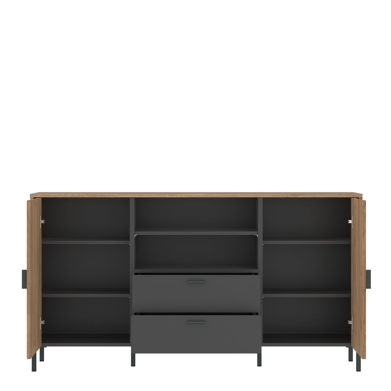 Arundel Sideboard 2 Door 2 Drawer in Oak/Grey — side angle