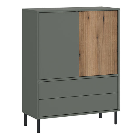 Darwin Sideboard 2 Door 2 Drawer in Green/Oak — front view