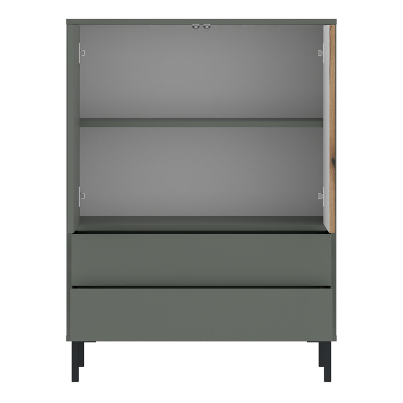 Darwin Sideboard 2 Door 2 Drawer in Green/Oak — side angle