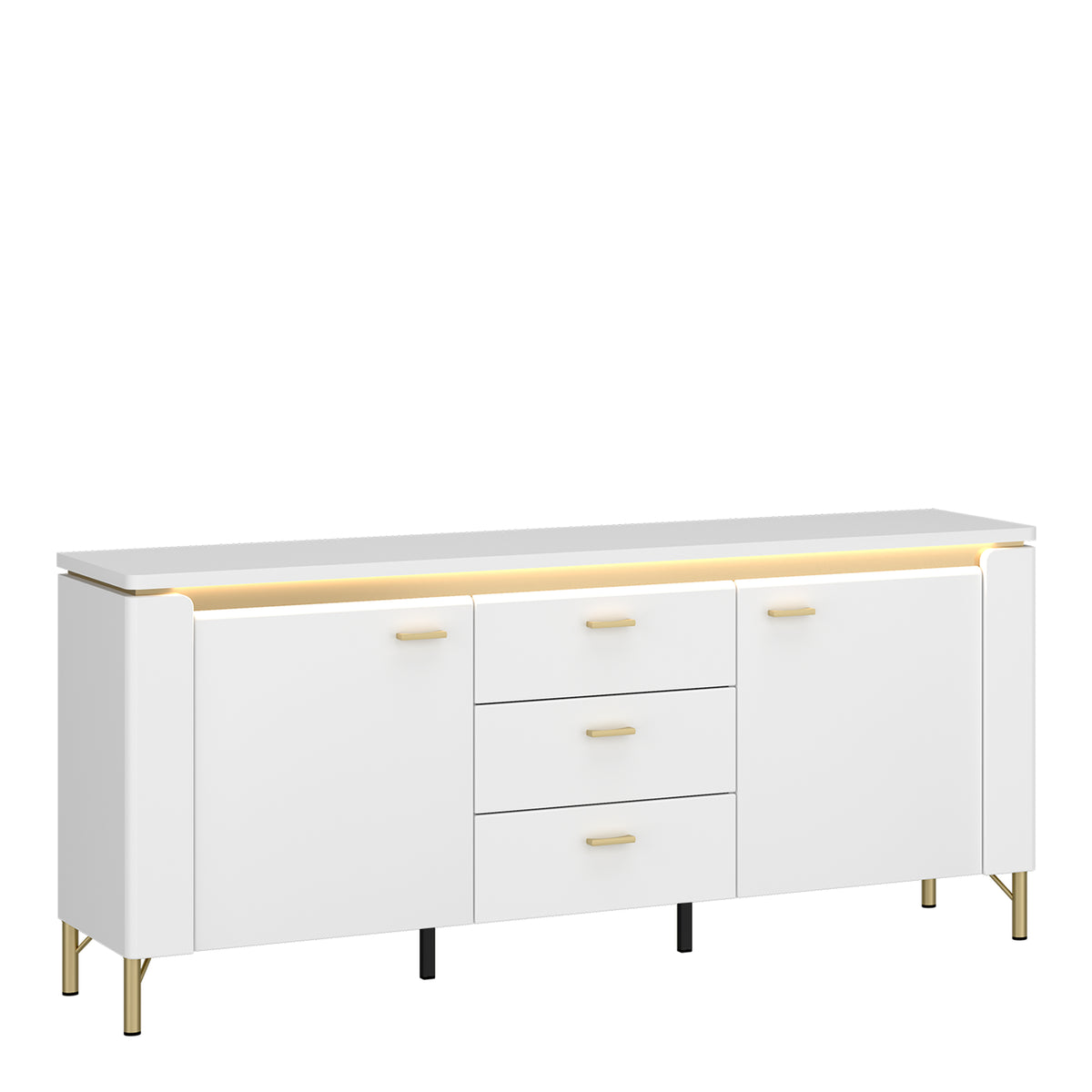 Lazio TV Cabinet 2 Door 3 Drawer in Alpine White/White Gloss — front view