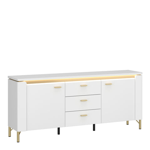Lazio TV Cabinet 2 Door 3 Drawer in Alpine White/White Gloss — front view