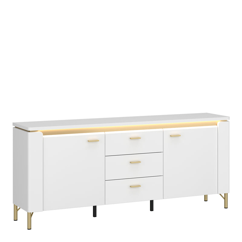 Lazio TV Cabinet 2 Door 3 Drawer in Alpine White/White Gloss — front view