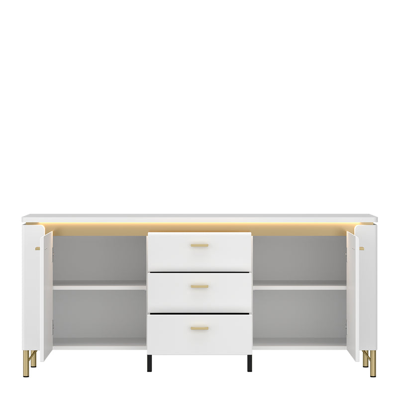 Lazio TV Cabinet 2 Door 3 Drawer in Alpine White/White Gloss — side angle