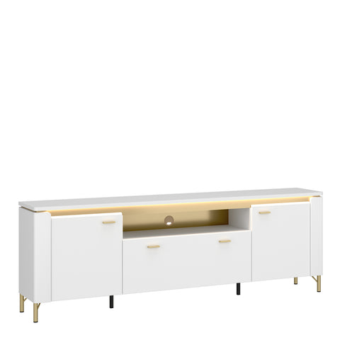 Lazio TV Cabinet 2 Door 1 Drawer in Alpine White/White Gloss — front view