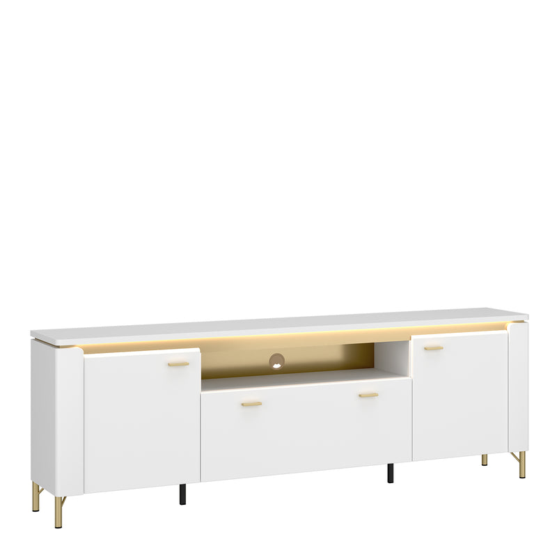 Lazio TV Cabinet 2 Door 1 Drawer in Alpine White/White Gloss — front view