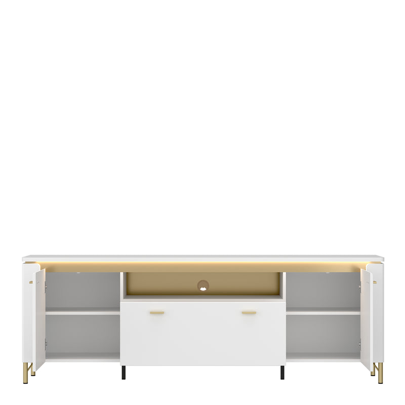Lazio TV Cabinet 2 Door 1 Drawer in Alpine White/White Gloss — side angle
