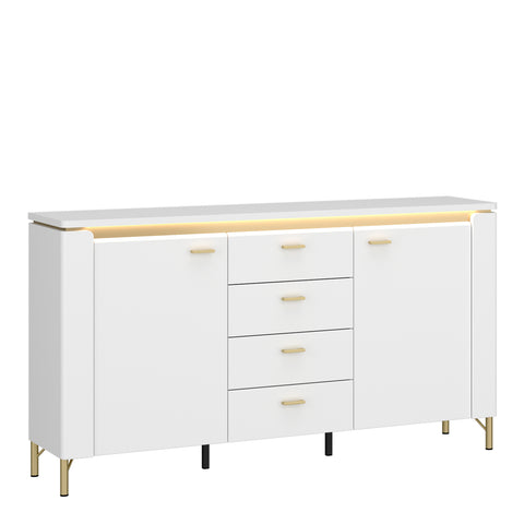 Lazio Sideboard 2 Door 4 Drawer in Alpine White/White Gloss — front view