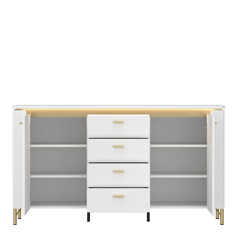 Lazio Sideboard 2 Door 4 Drawer in Alpine White/White Gloss — side angle