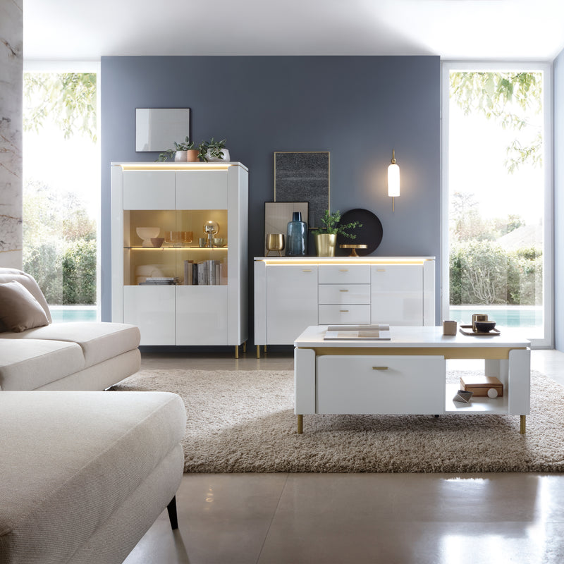 Lazio Sideboard 2 Door 4 Drawer in Alpine White/White Gloss — detail view
