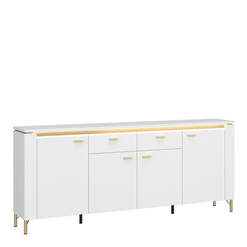 Lazio Sideboard 4 Door 2 Drawer in Alpine White/White Gloss — front view