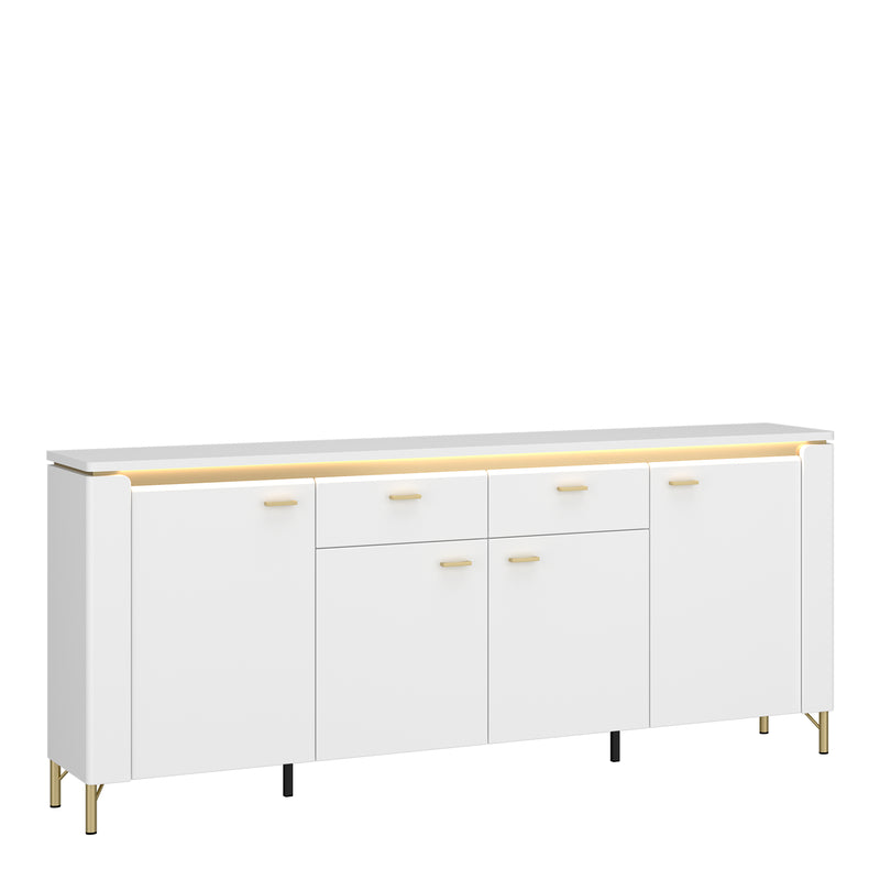 Lazio Sideboard 4 Door 2 Drawer in Alpine White/White Gloss — front view