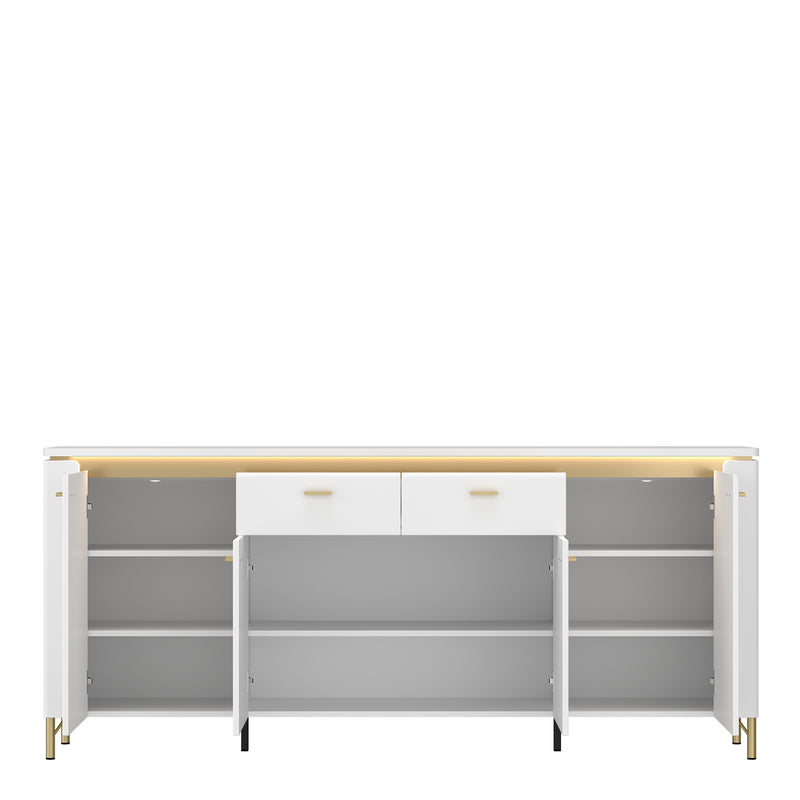 Lazio Sideboard 4 Door 2 Drawer in Alpine White/White Gloss — side angle