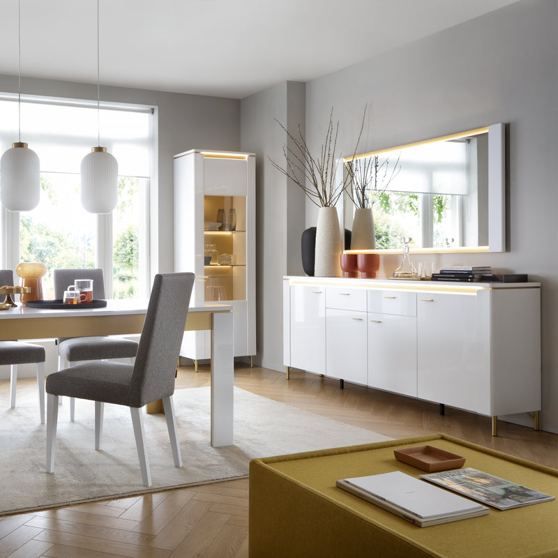 Lazio Sideboard 4 Door 2 Drawer in Alpine White/White Gloss — detail view