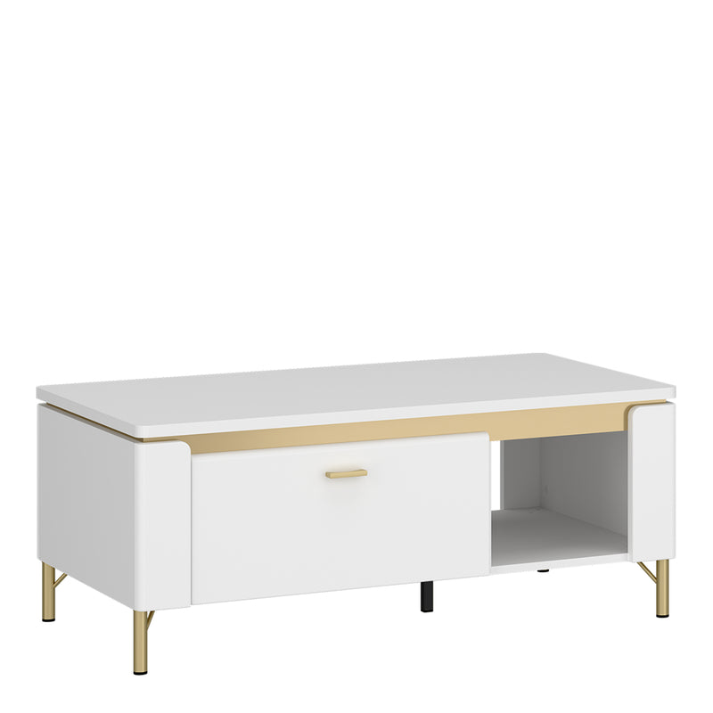 Lazio Coffee Table 1 Drawer in Alpine White/White Gloss — front view