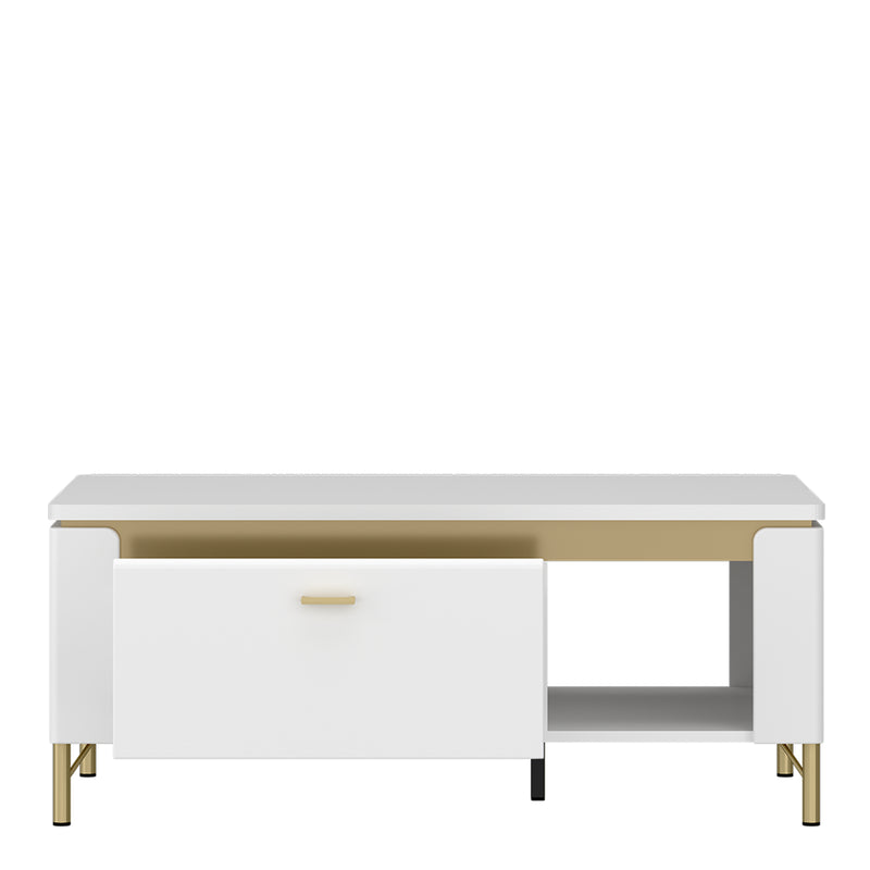 Lazio Coffee Table 1 Drawer in Alpine White/White Gloss — side angle