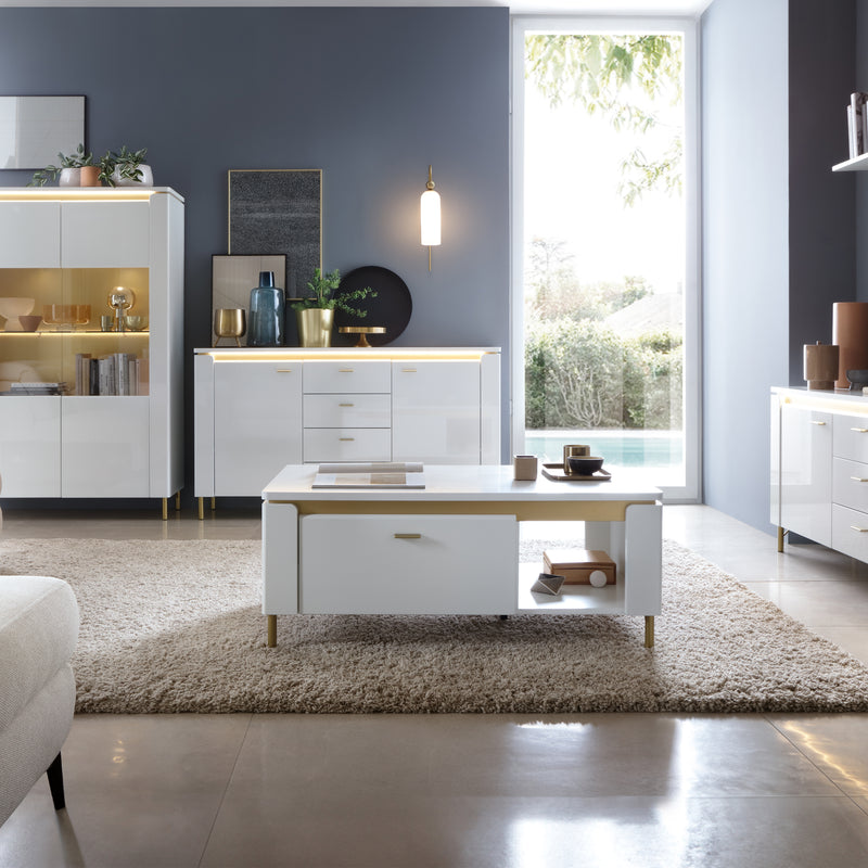 Lazio Coffee Table 1 Drawer in Alpine White/White Gloss — detail view