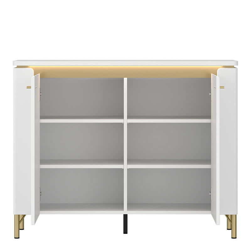 Lazio Sideboard 2 Door in Alpine White/White Gloss — side angle