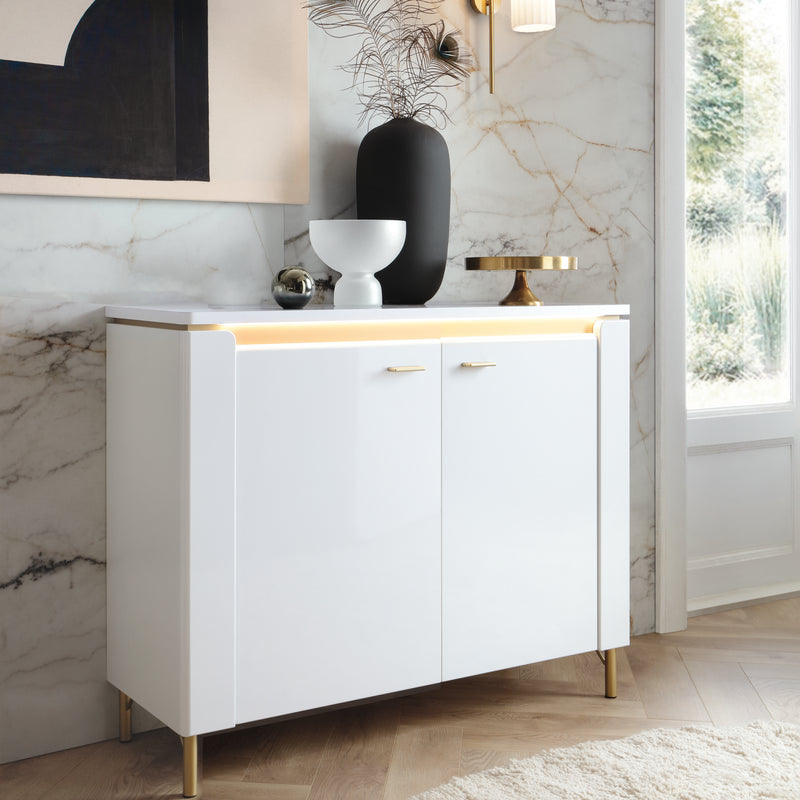 Lazio Sideboard 2 Door in Alpine White/White Gloss — detail view
