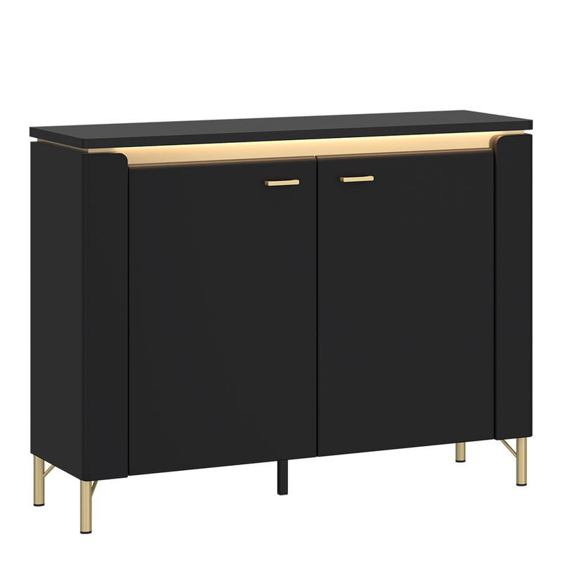 Genoa Sideboard 2 Door in Black Matt/Gold — front view